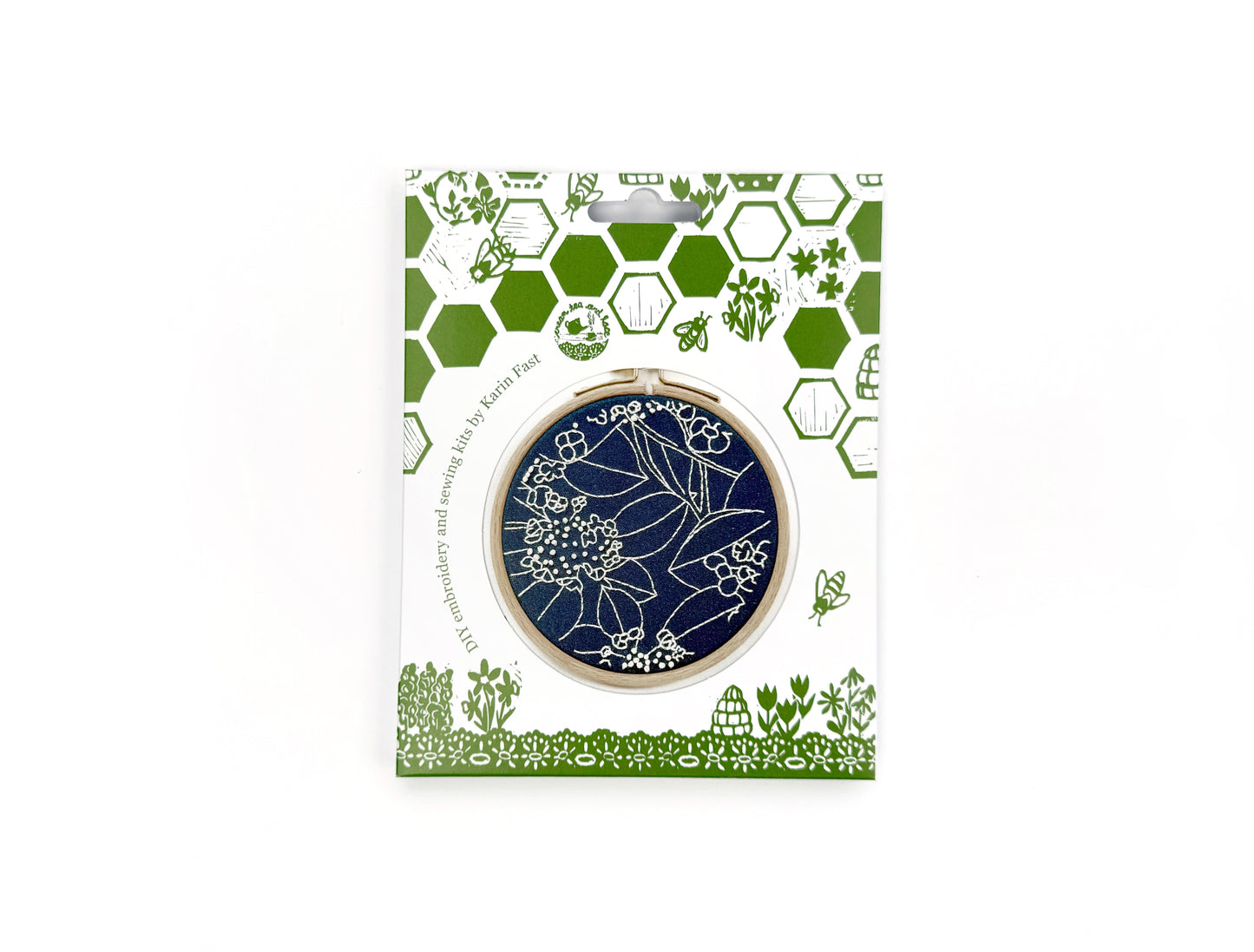 mini floral embroidery kit for beginners - blue hydrangea