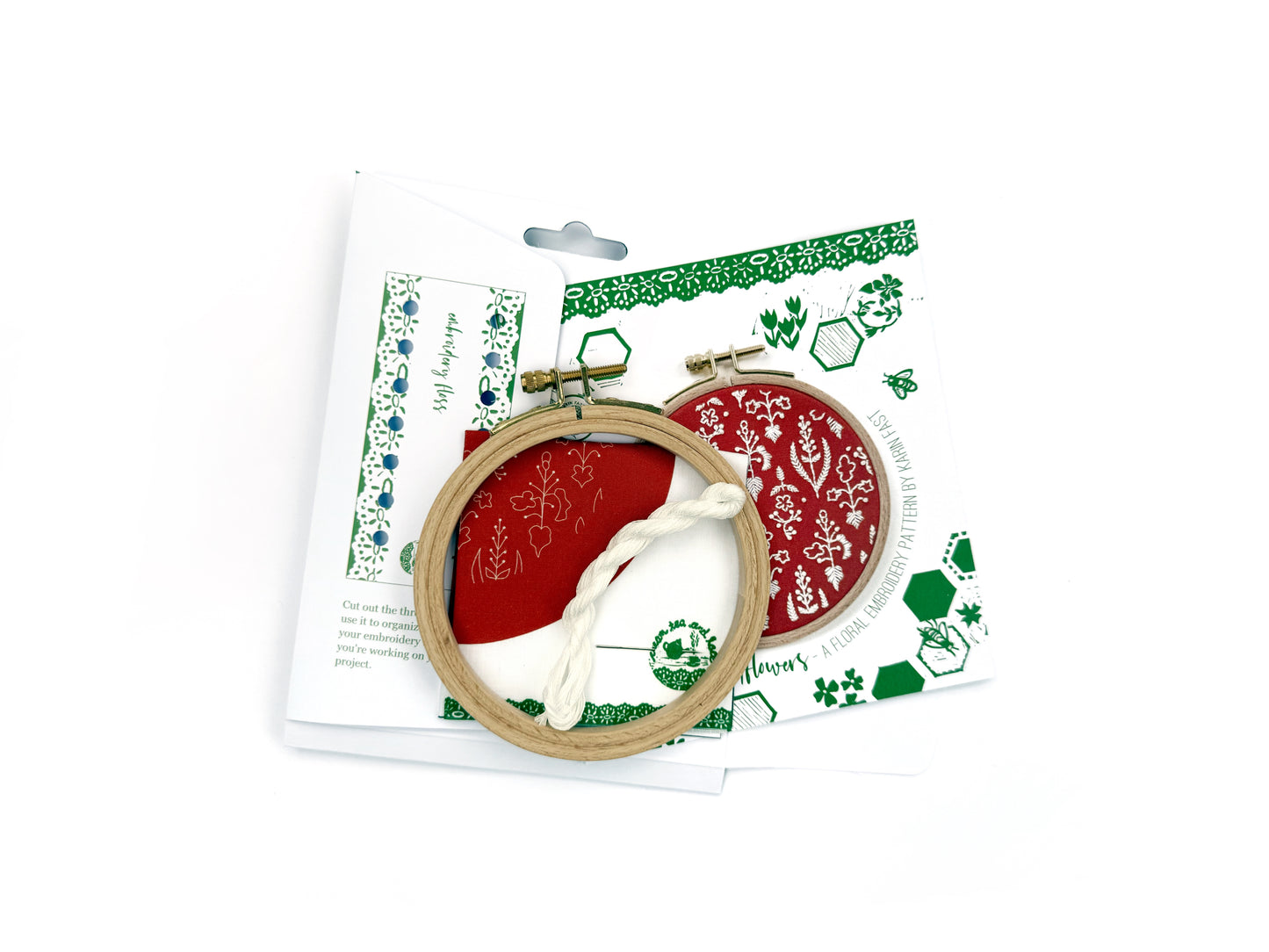 mini floral embroidery kit for beginners - rust wildflowers