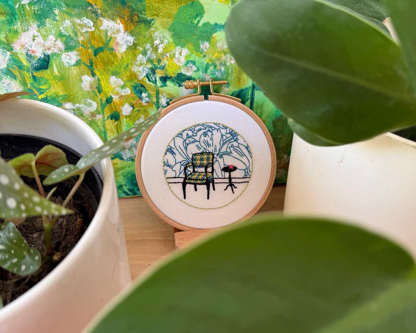 mini floral interior tulip wallpaper embroidery kit for beginners