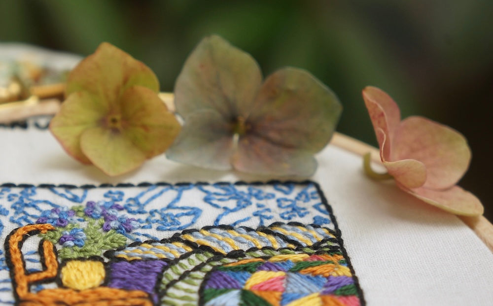 July hydrangea - a year of floral embroidery
