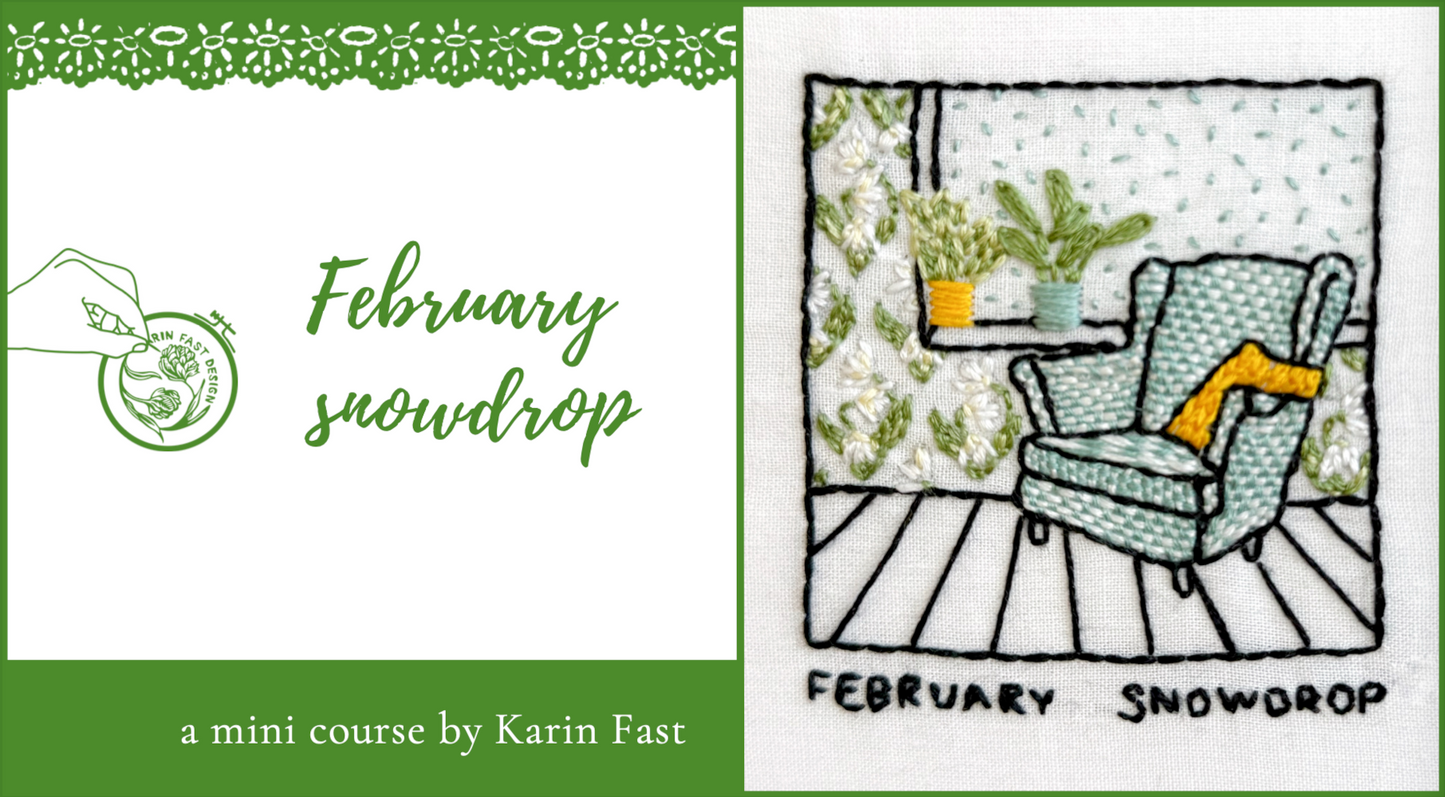 February snowdrop - a year of floral embroidery