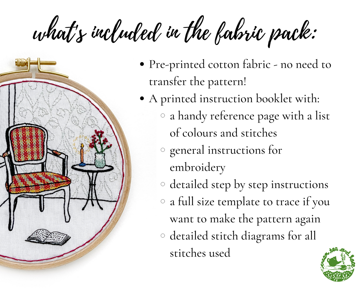 Candle light starry night embroidery pattern and fabric pack