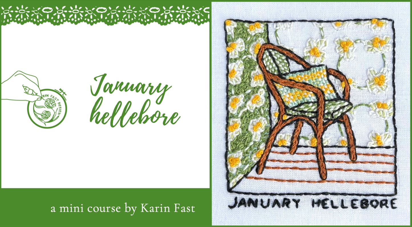 January hellebore - a year of floral embroidery