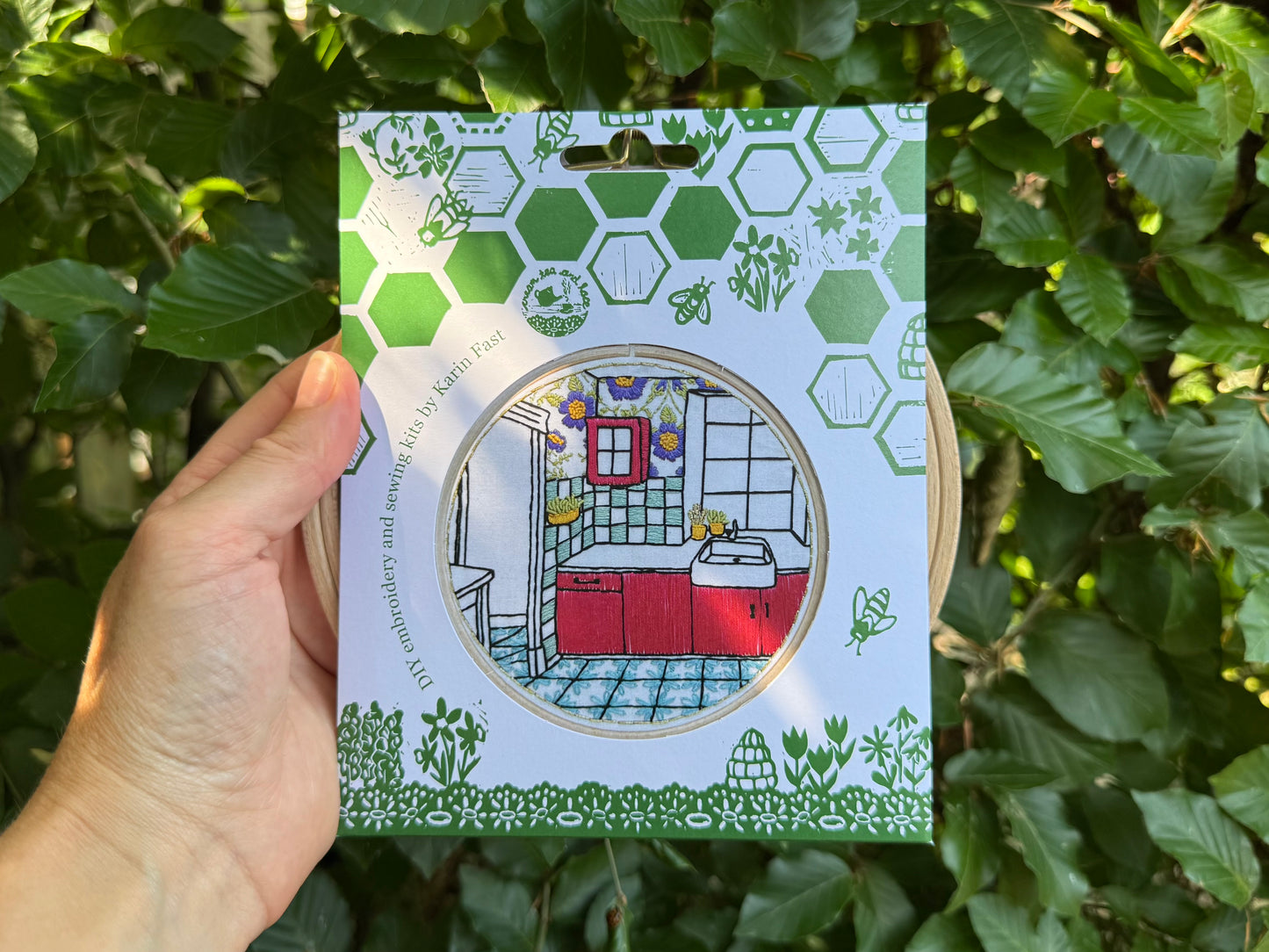 Colourful kitchen embroidery kit