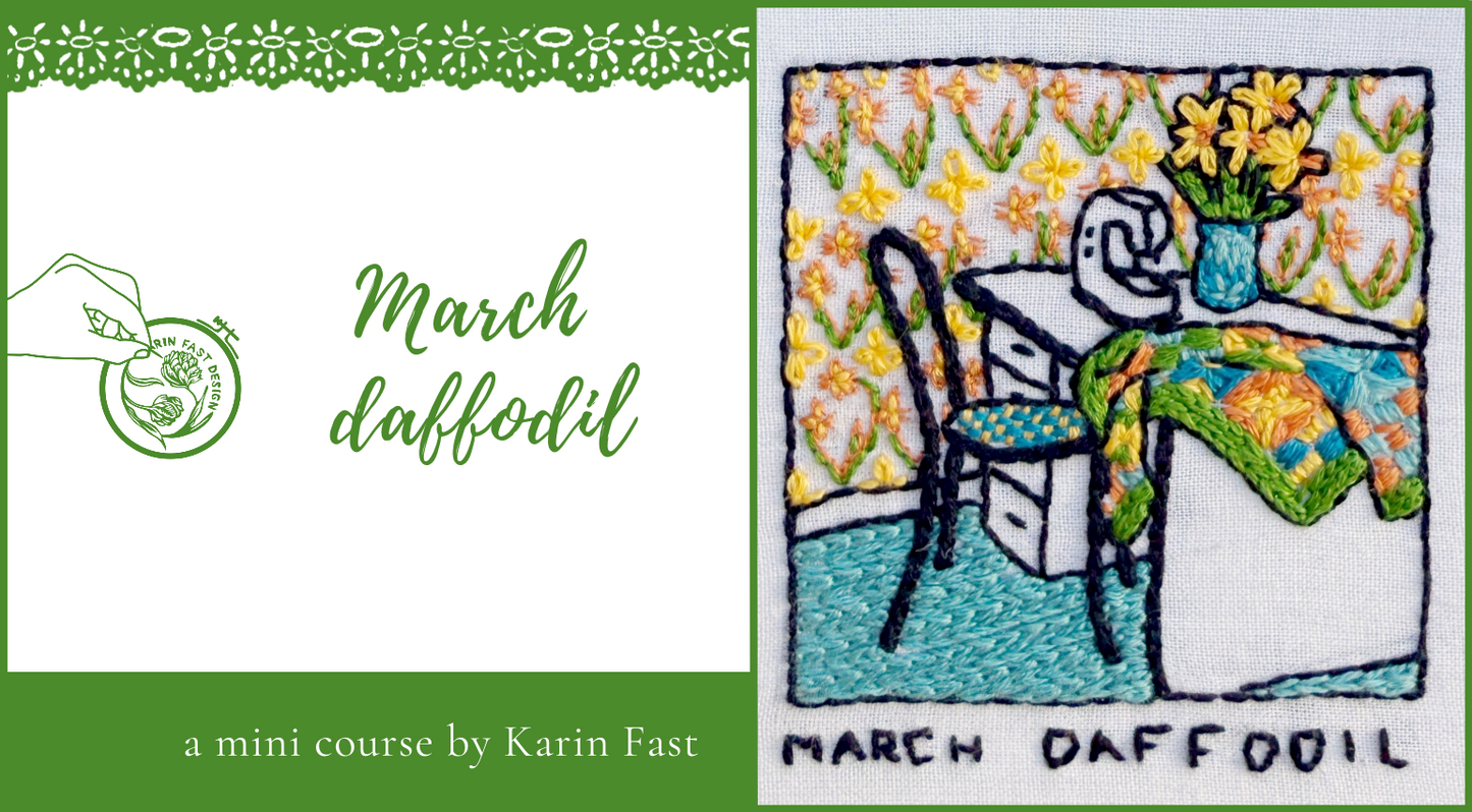 March daffodil - a year of floral embroidery