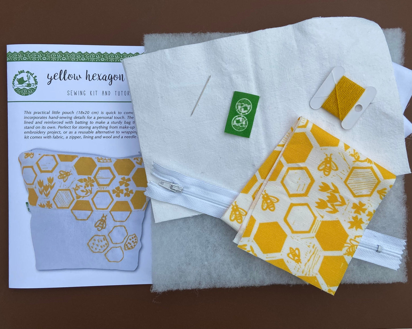 Yellow beehive pouch sewing kit