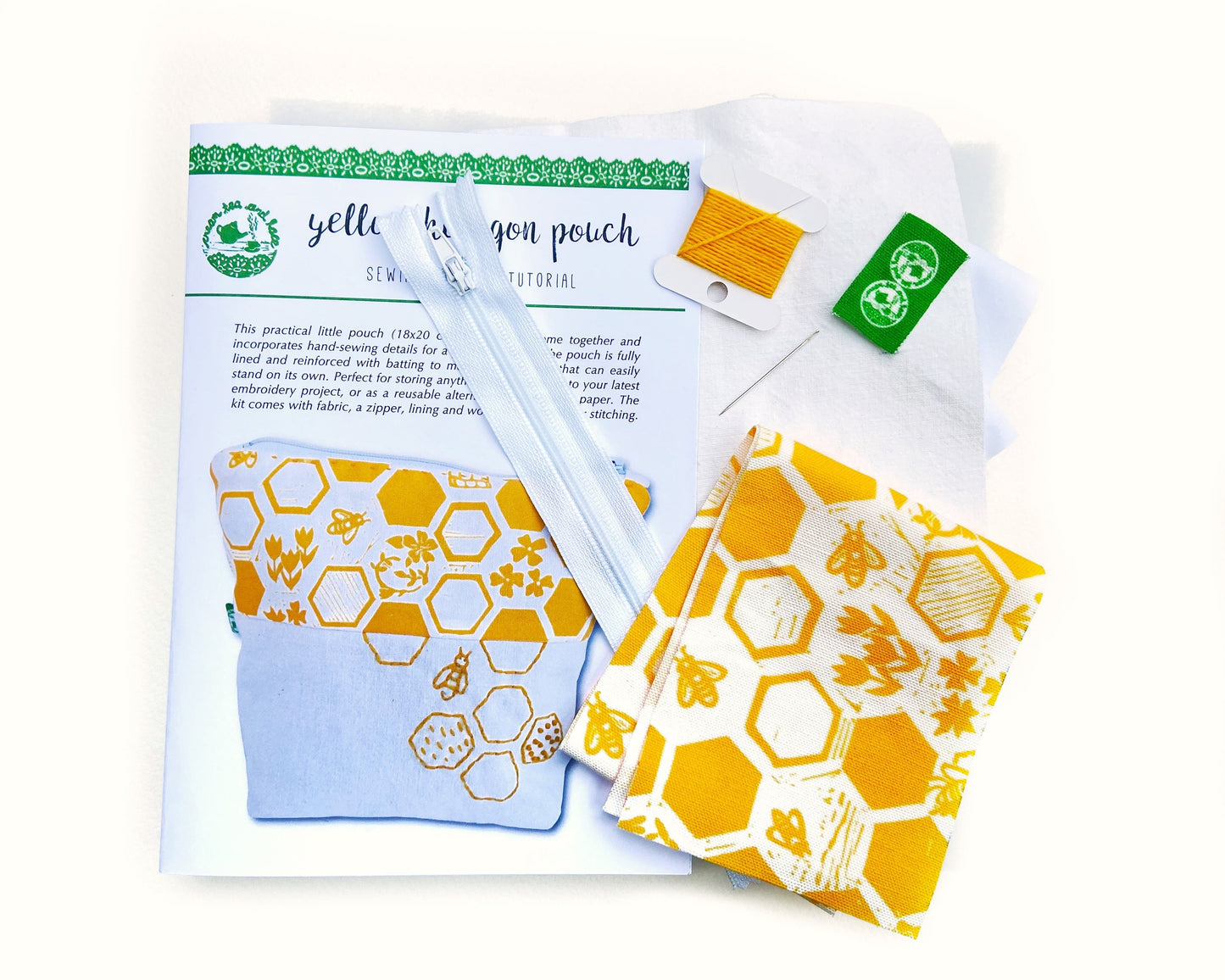 Yellow beehive pouch sewing kit