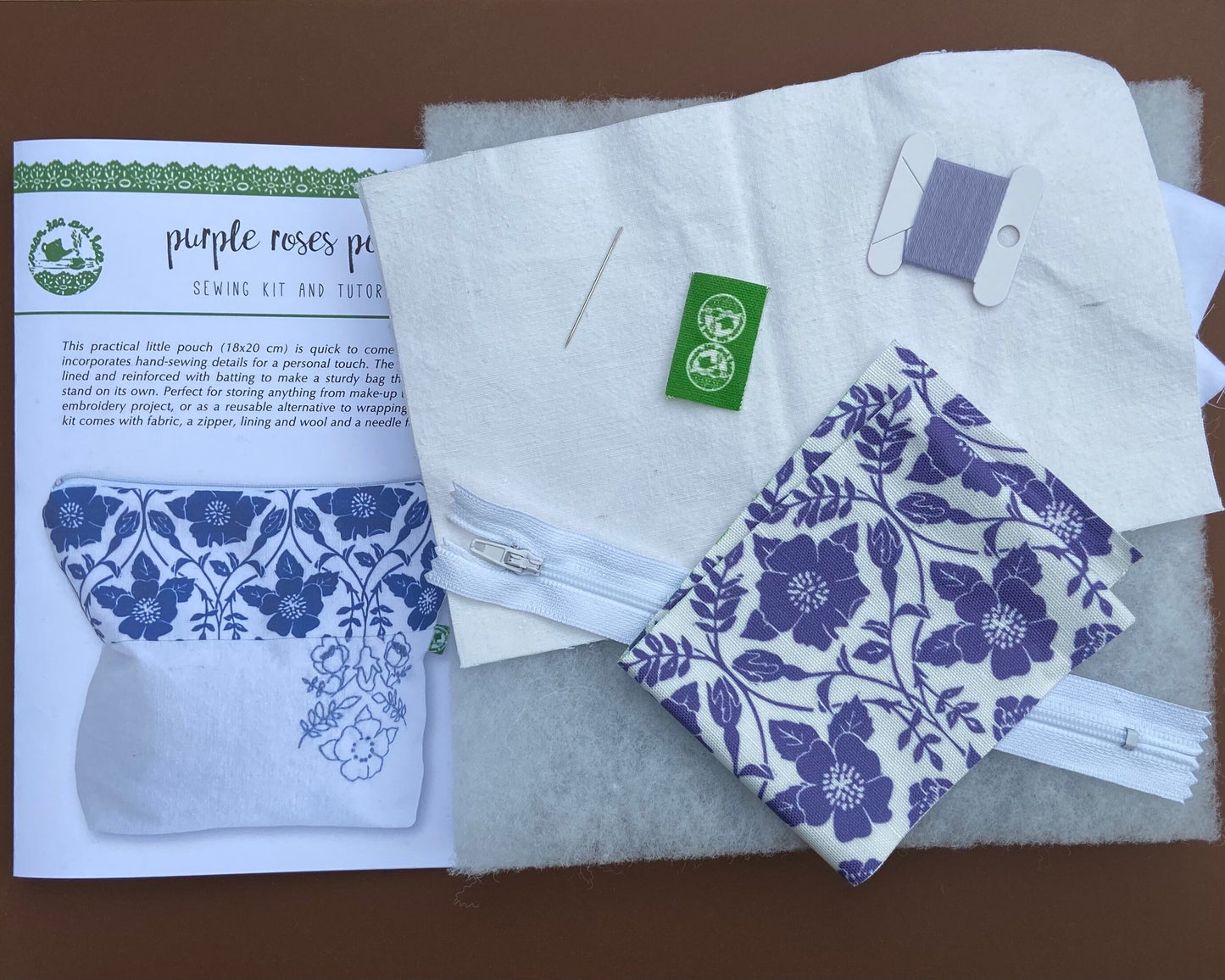 Purple roses pouch sewing kit
