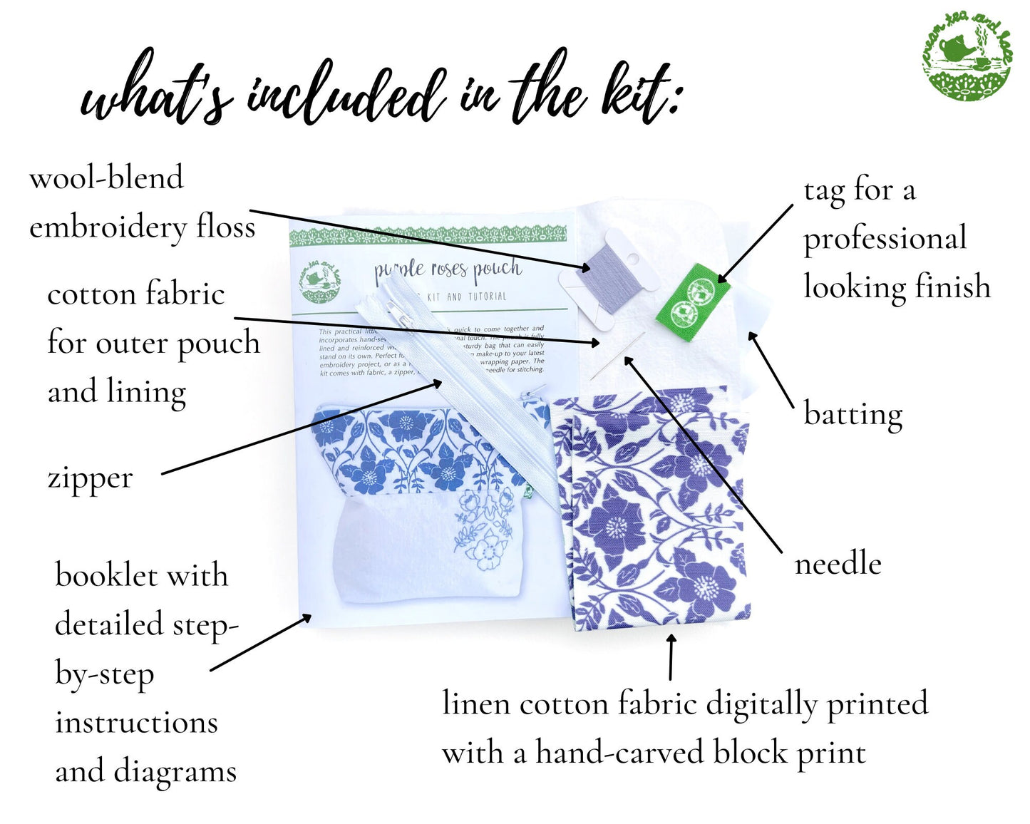 Purple roses pouch sewing kit
