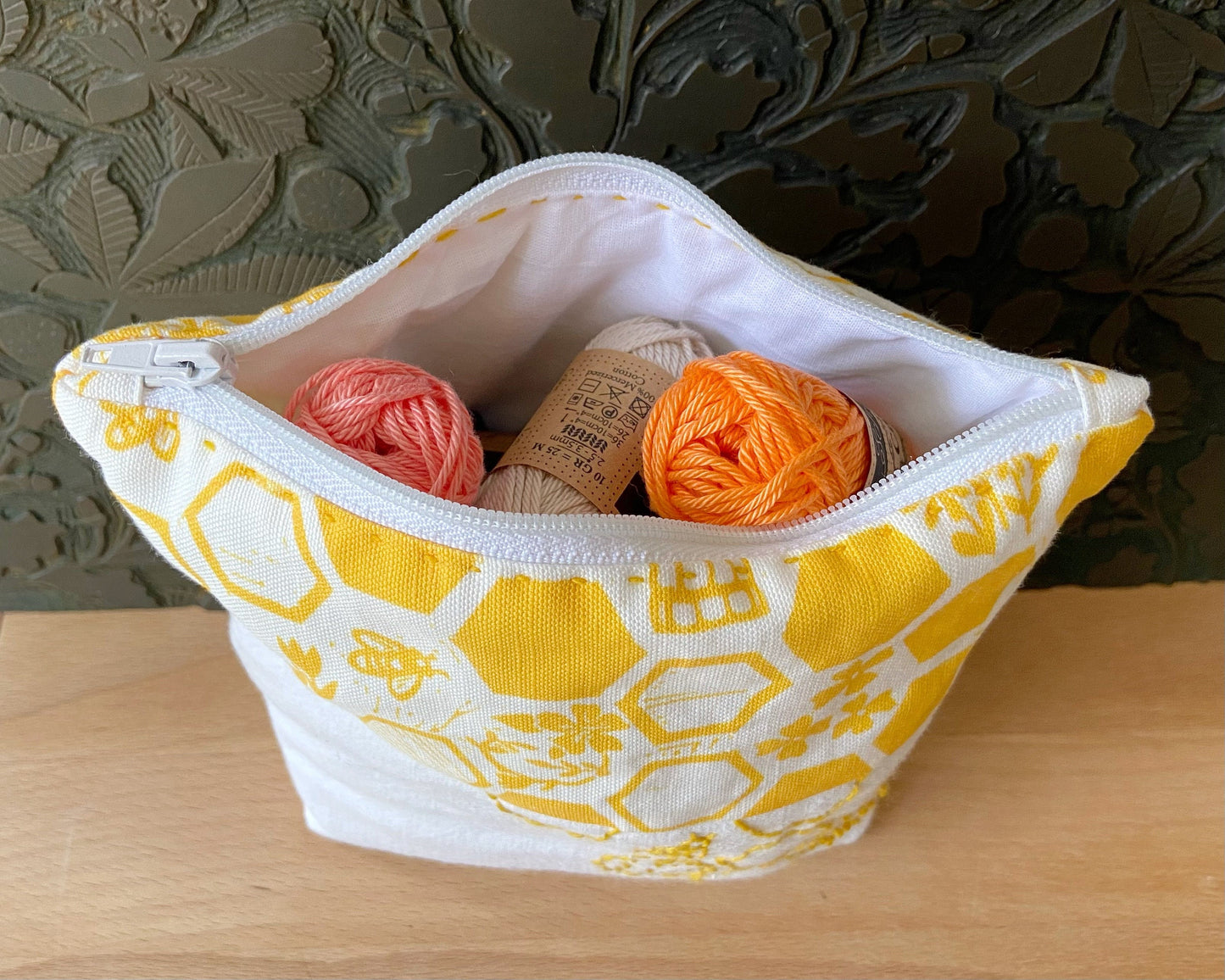Yellow beehive pouch sewing kit