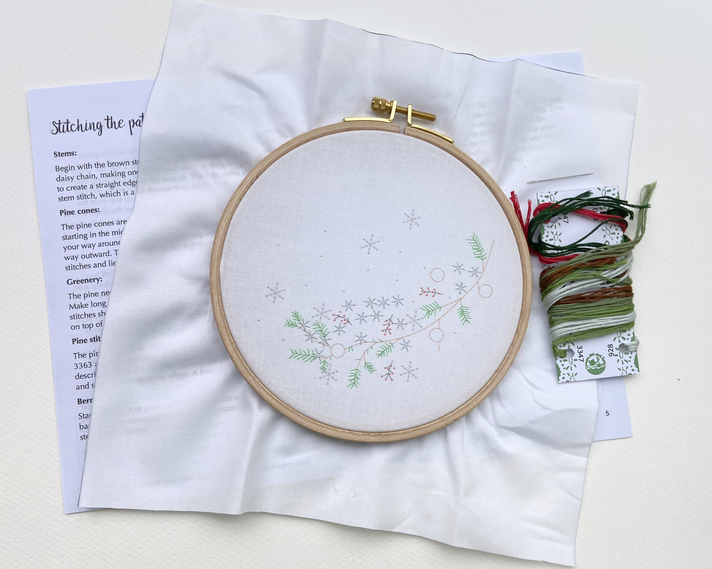 Winter pine embroidery kit