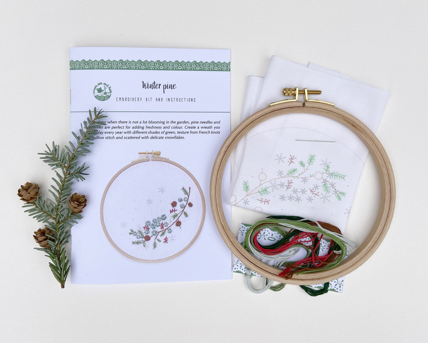 Winter pine embroidery kit