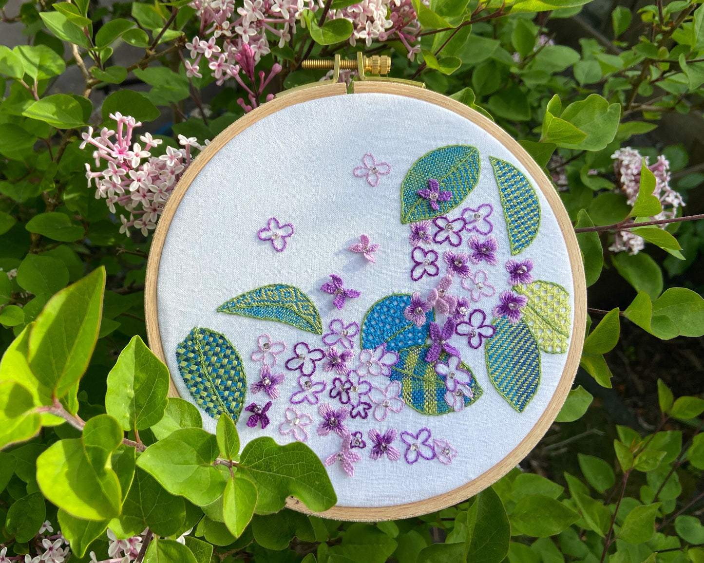 Spring lilac advanced floral embroidery kit