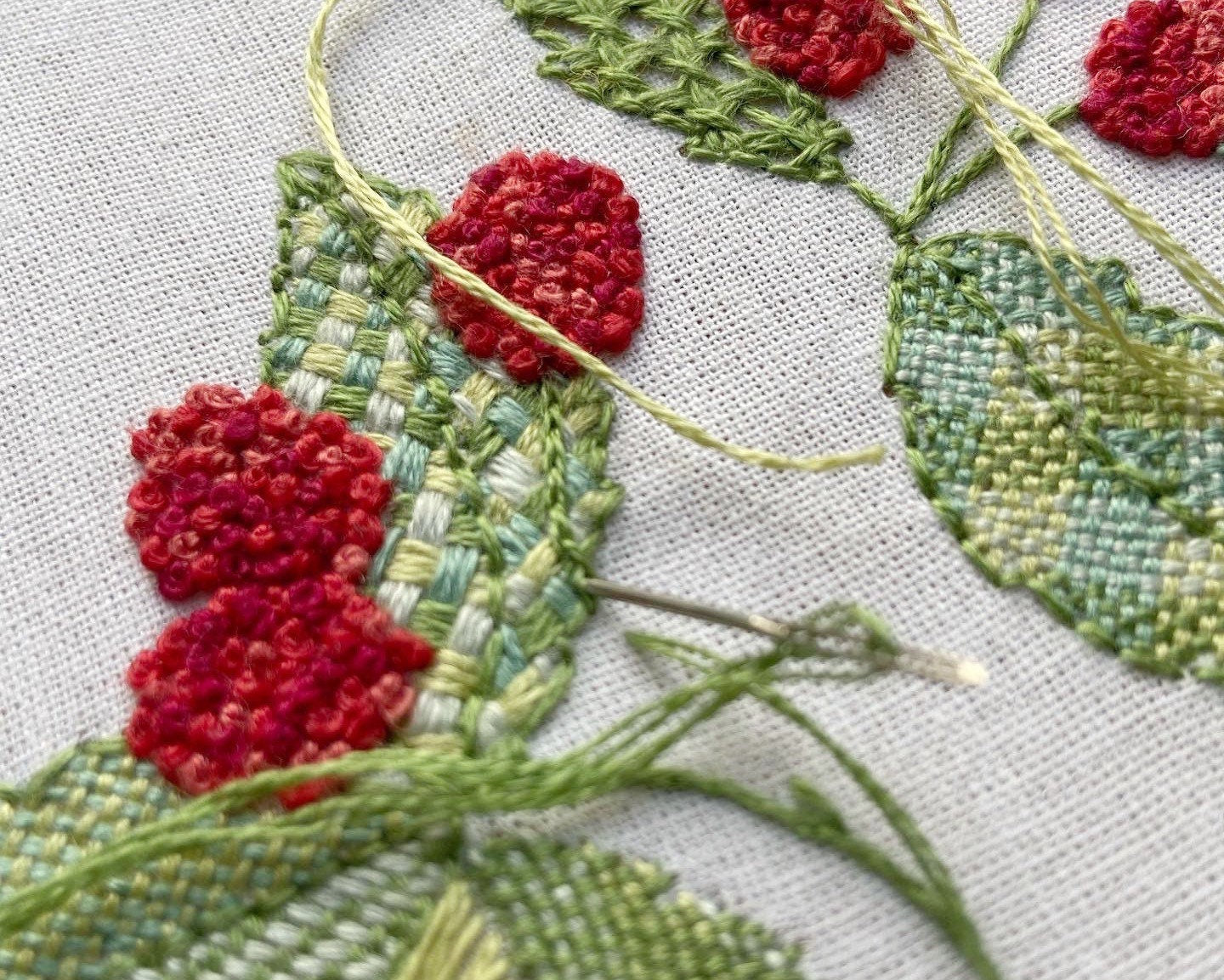 Raspberry summer embroidery kit