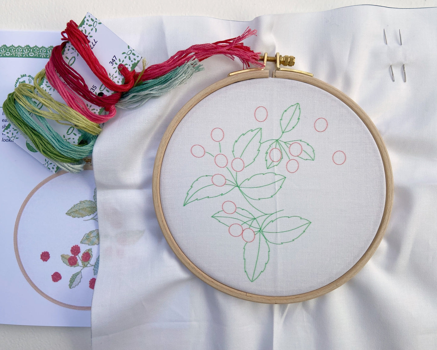 Raspberry summer embroidery kit