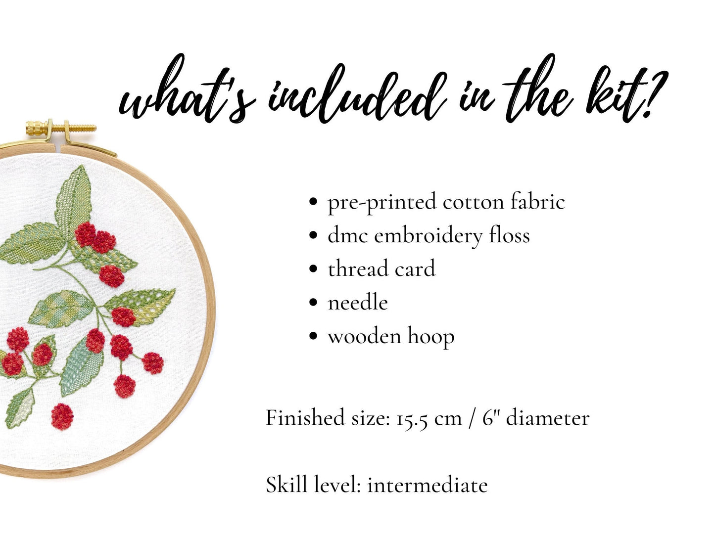 Raspberry summer embroidery kit