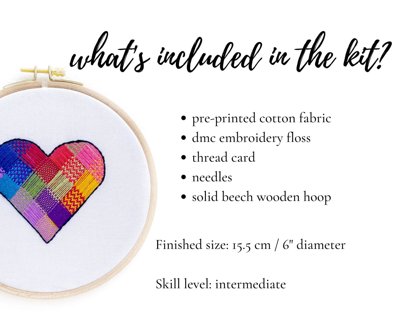 Woven heart texture sampler embroidery kit