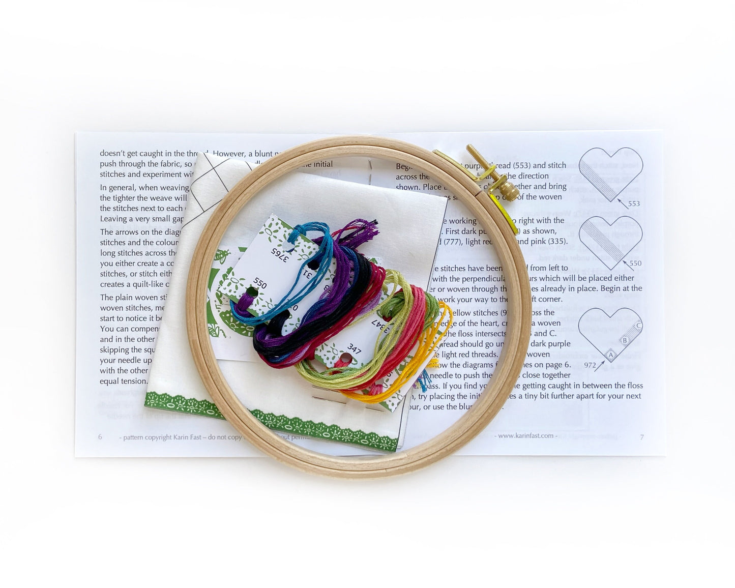 Woven heart texture sampler embroidery kit