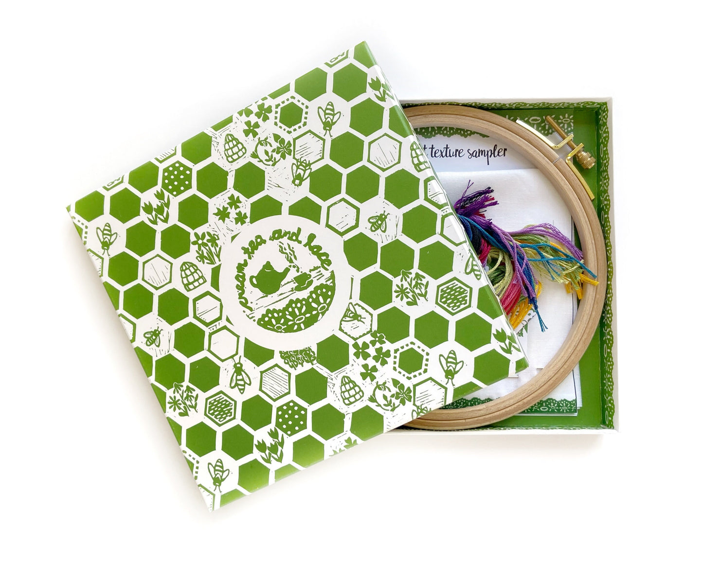 Woven heart texture sampler embroidery kit
