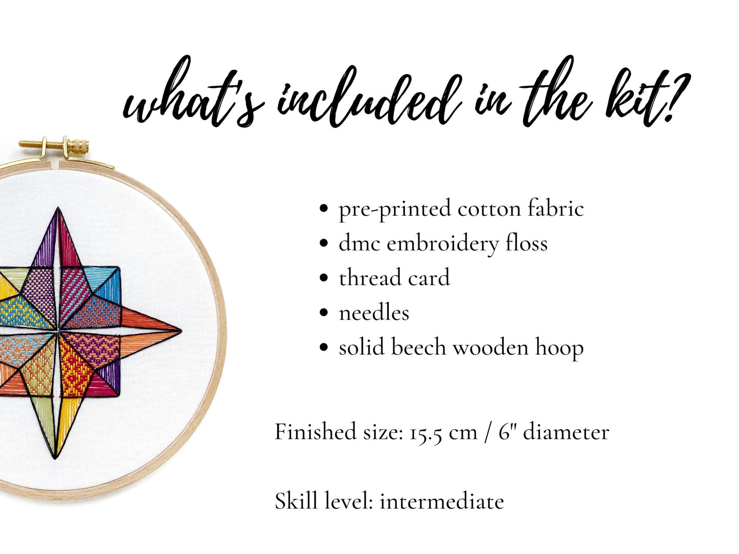 Woven star embroidery kit