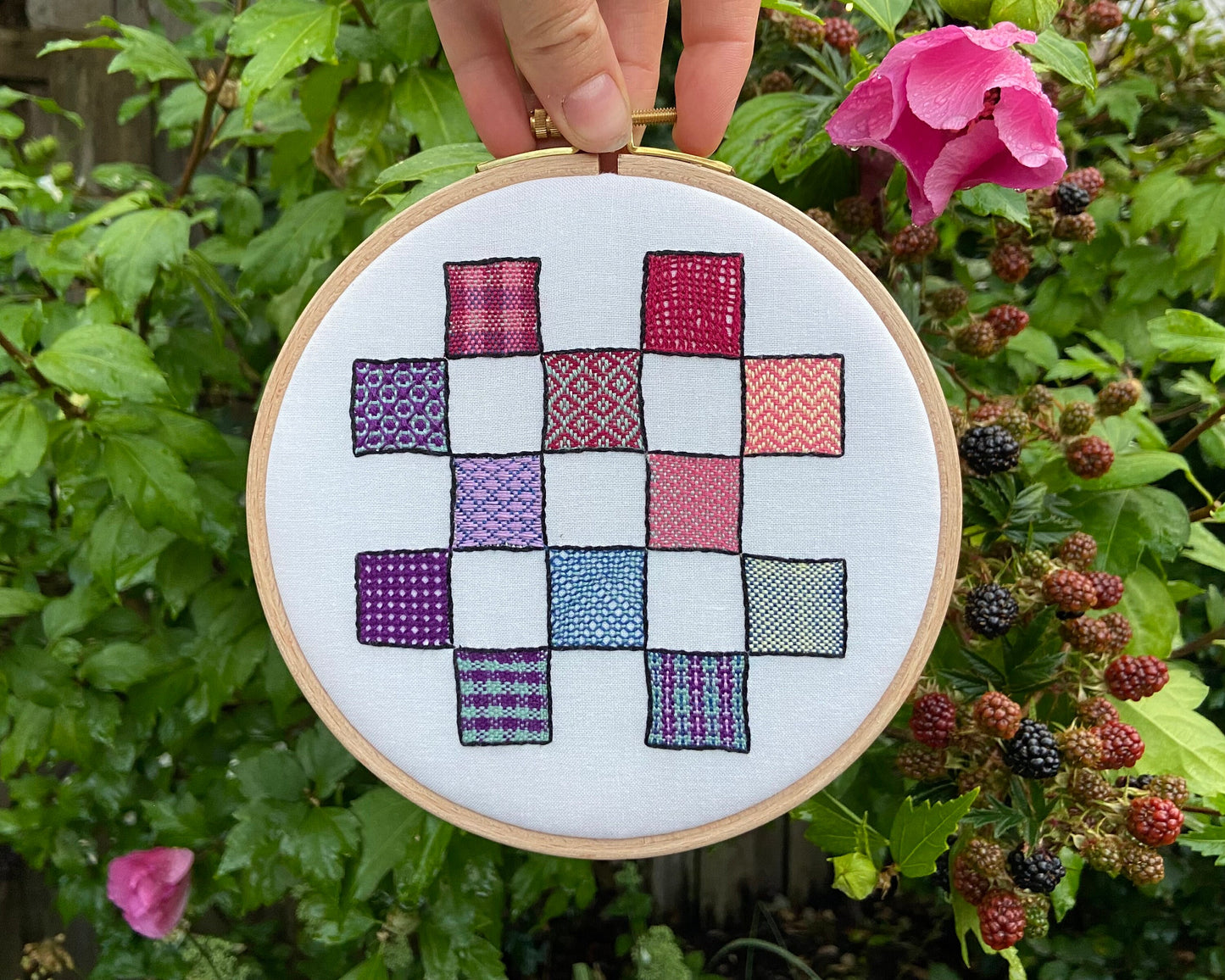 Woven texture sampler embroidery kit