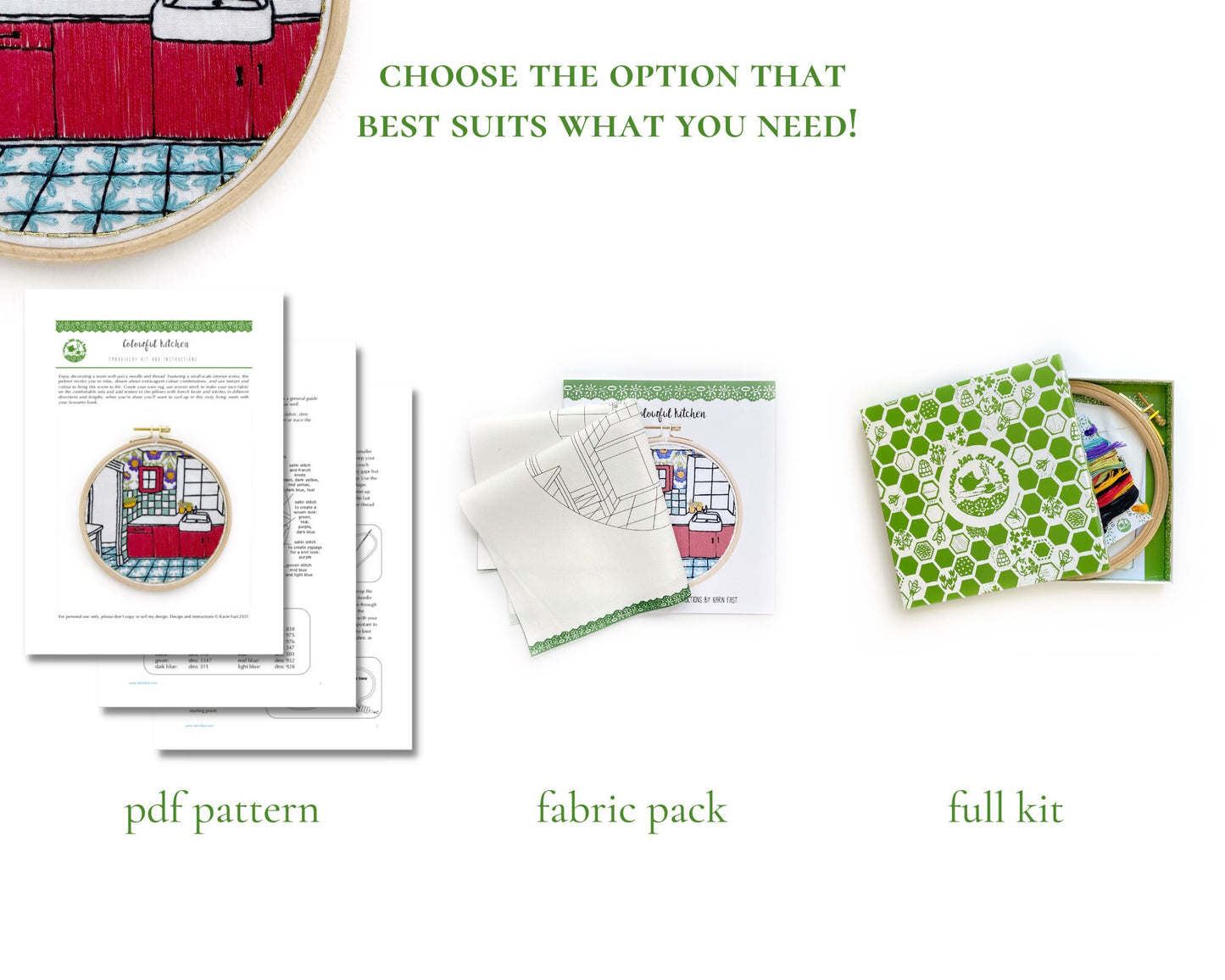 Kitchen embroidery fabric pack