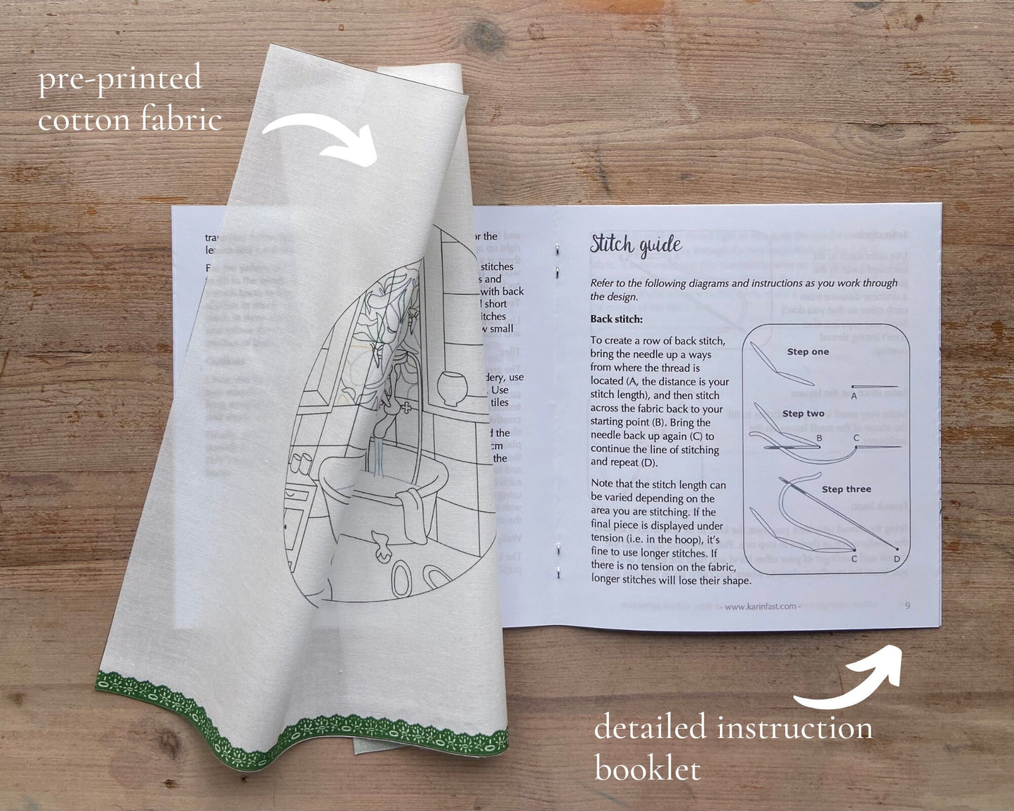 Bathroom embroidery pattern and fabric pack