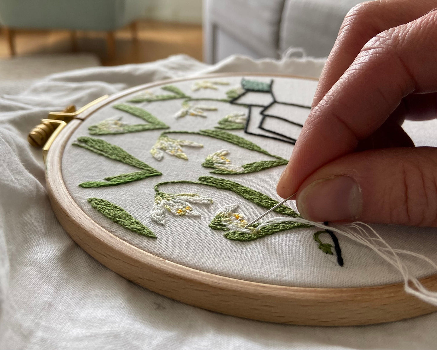Snowdrop bedroom embroidery fabric pack