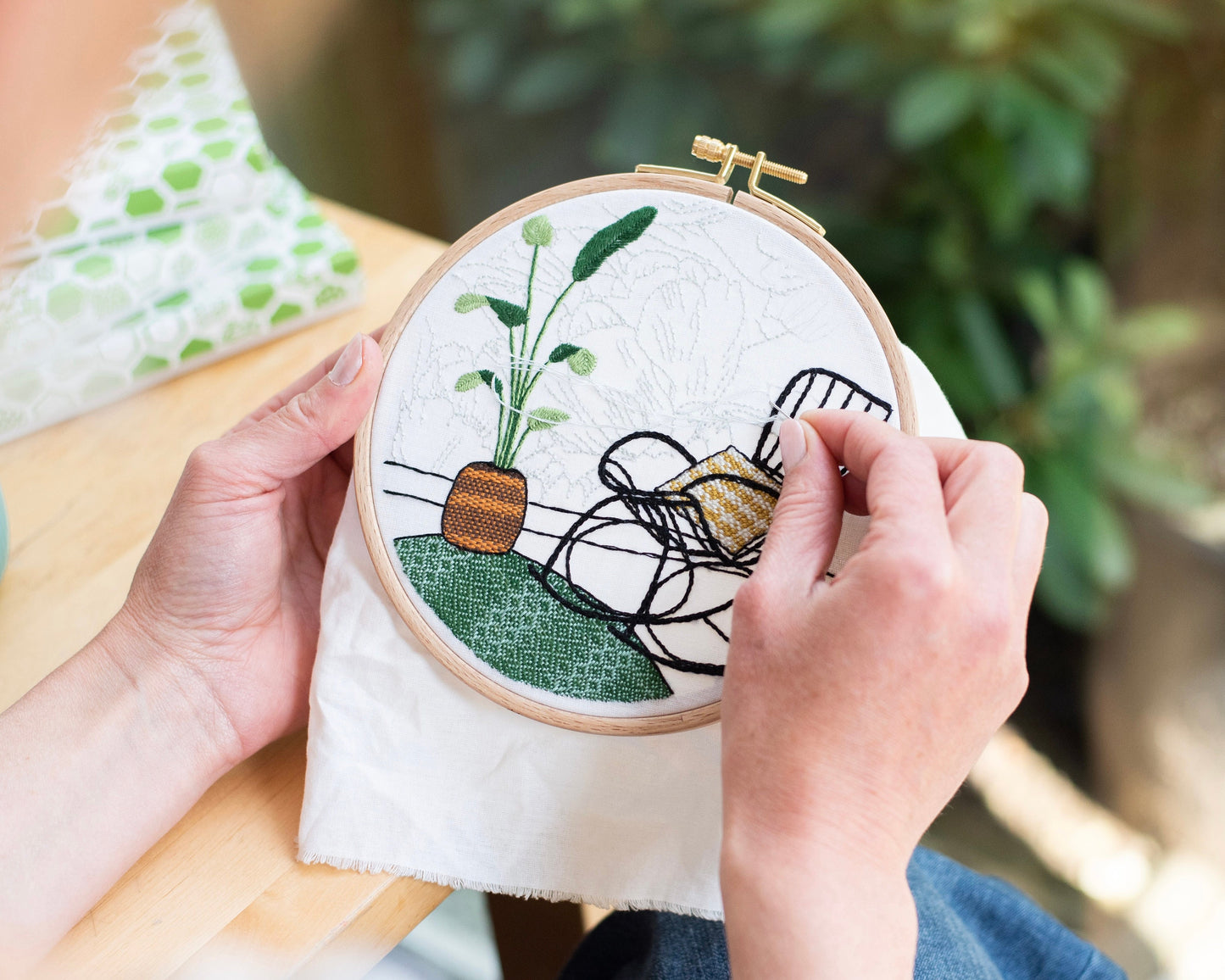 Rocking chair living room embroidery kit