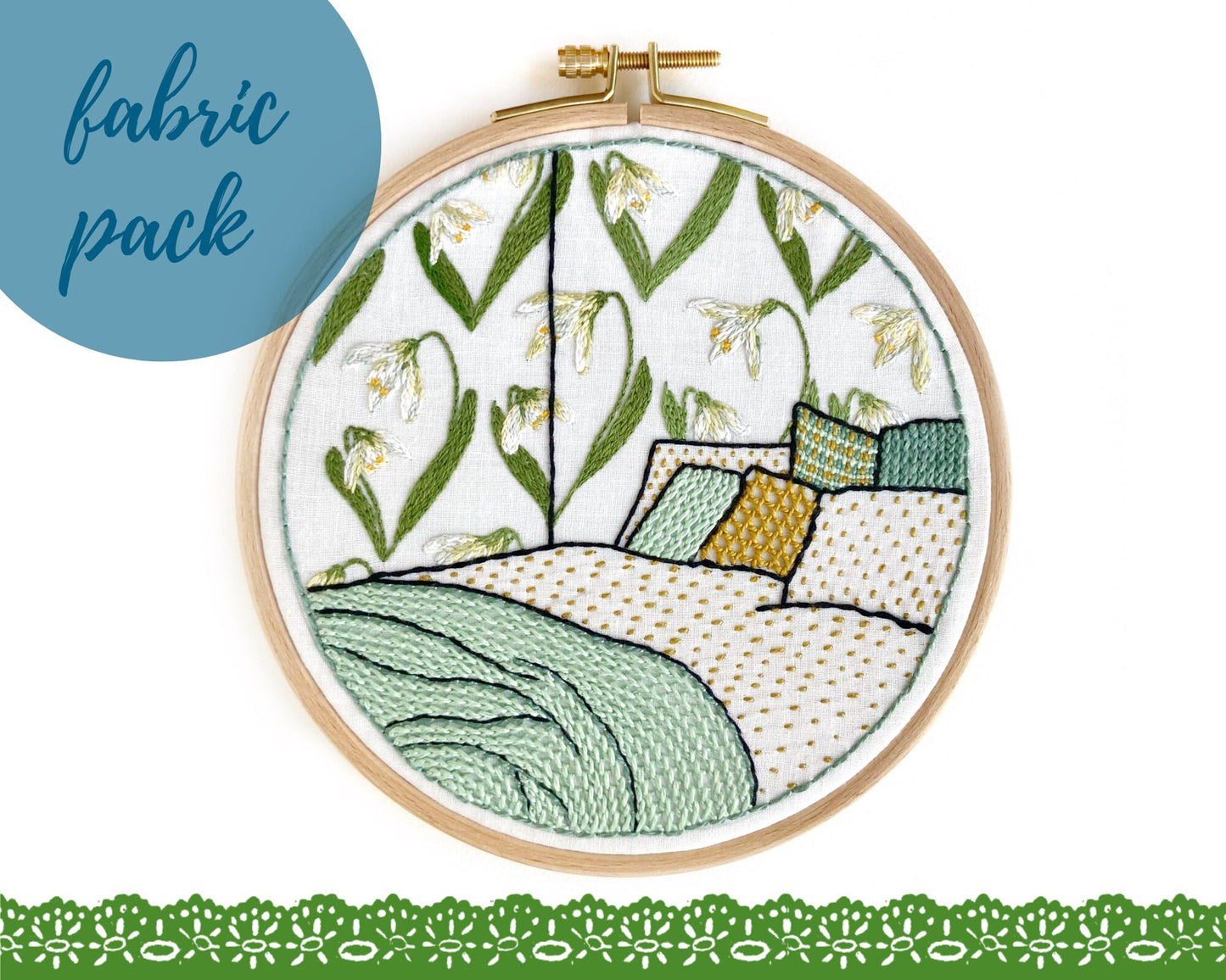 Snowdrop bedroom embroidery fabric pack