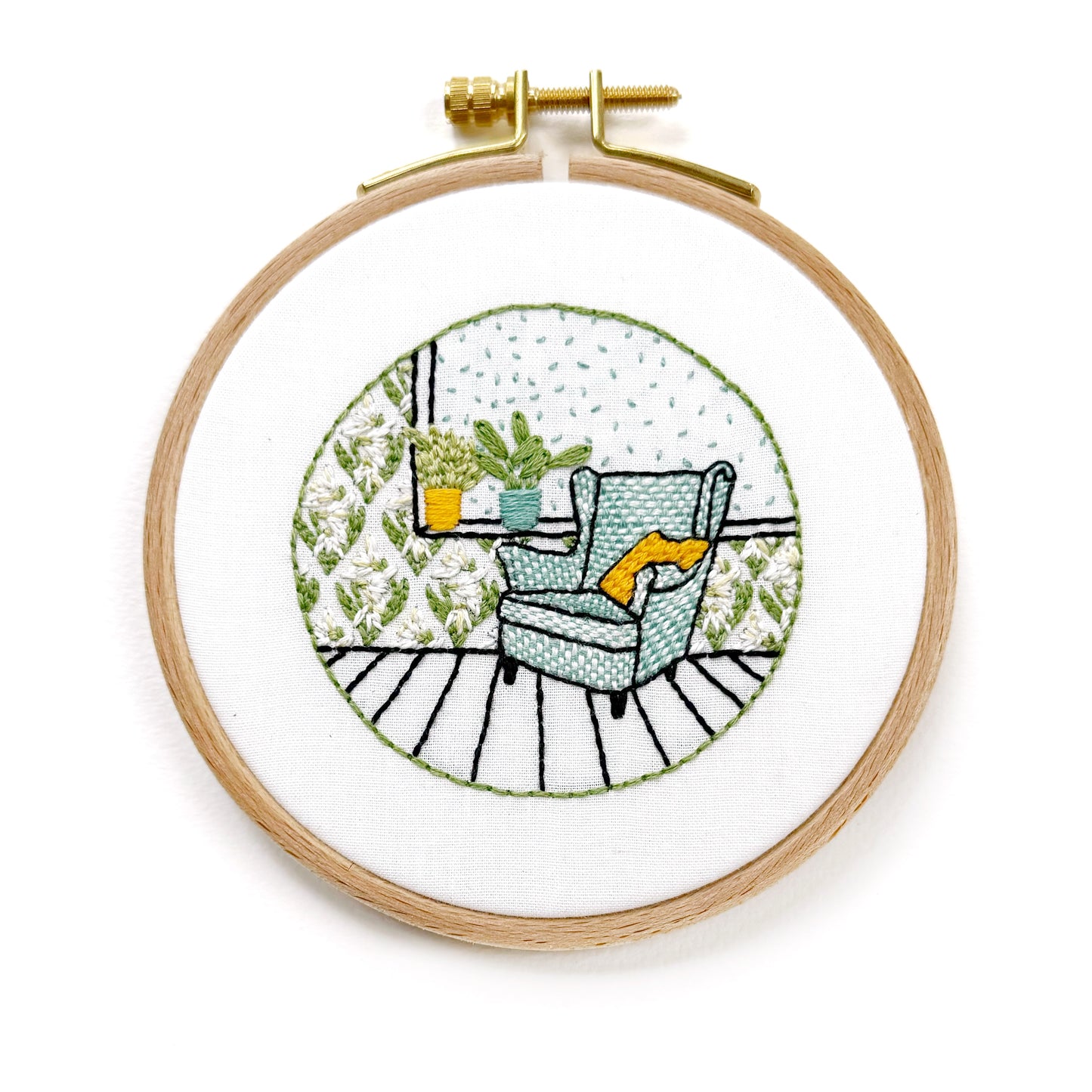 mini floral interior snowdrop embroidery kit for beginners
