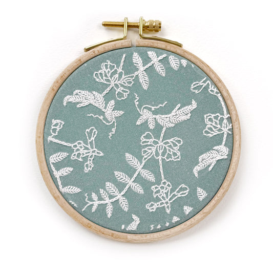 mini floral embroidery kit for beginners - teal vicia