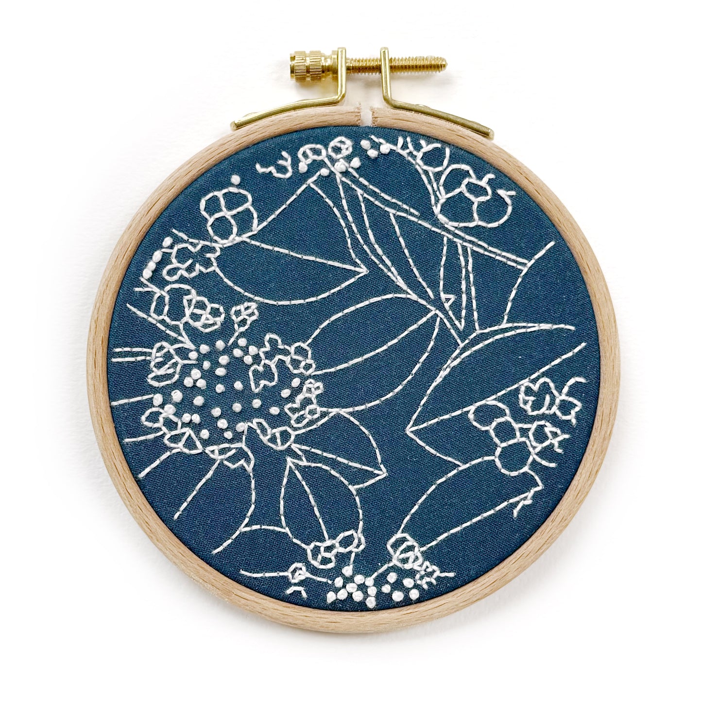 mini floral embroidery kit for beginners - blue hydrangea