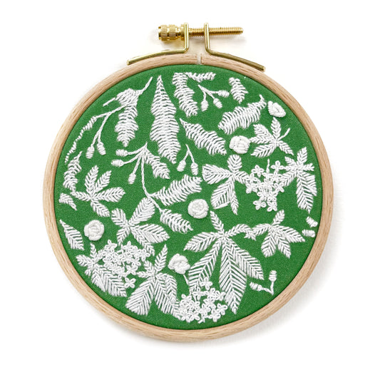 mini floral embroidery kit for beginners - green chestnut