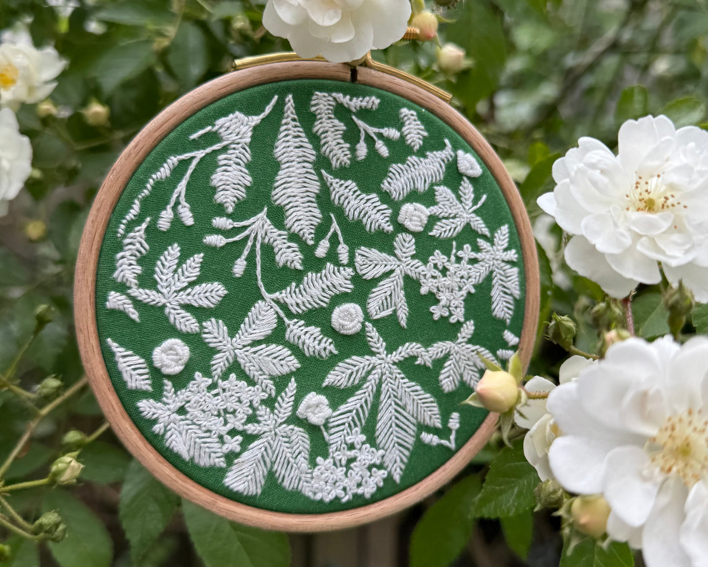 mini floral embroidery kit for beginners - green chestnut
