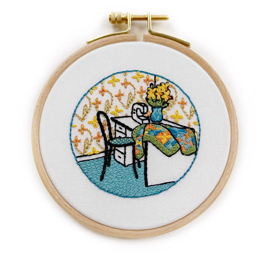 mini floral interior daffodil embroidery kit for beginners