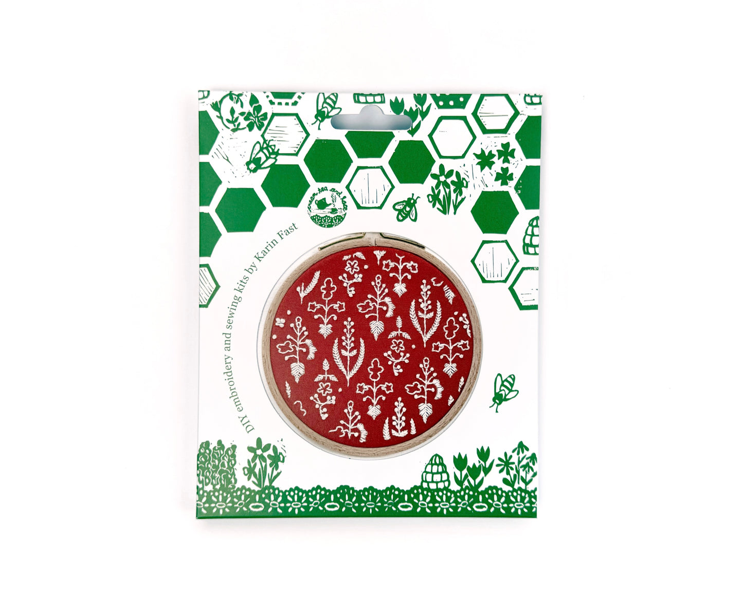FABRIC PACK - mini floral embroidery kit for beginners - red wildflowers
