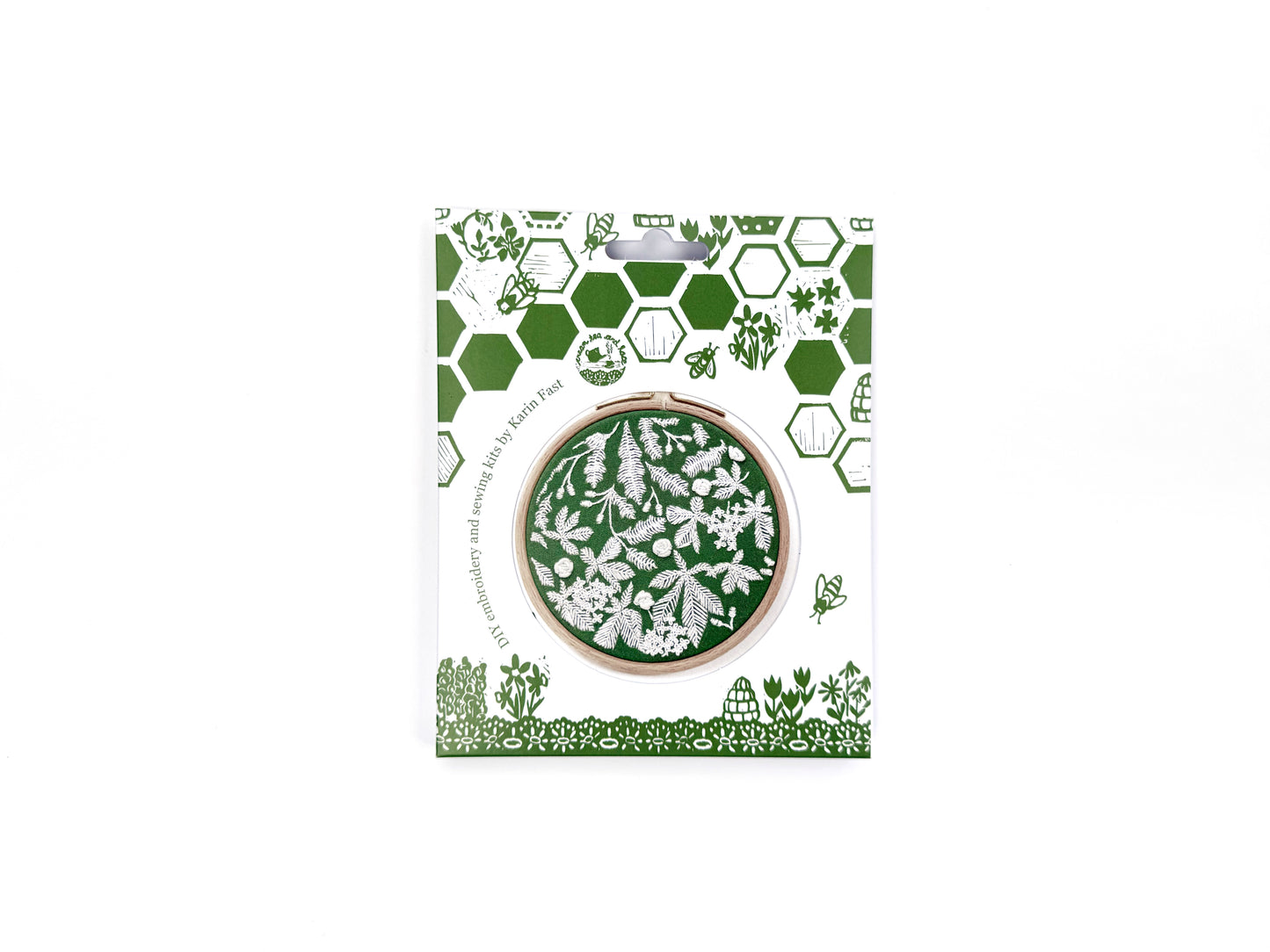 mini floral embroidery kit for beginners - green chestnut