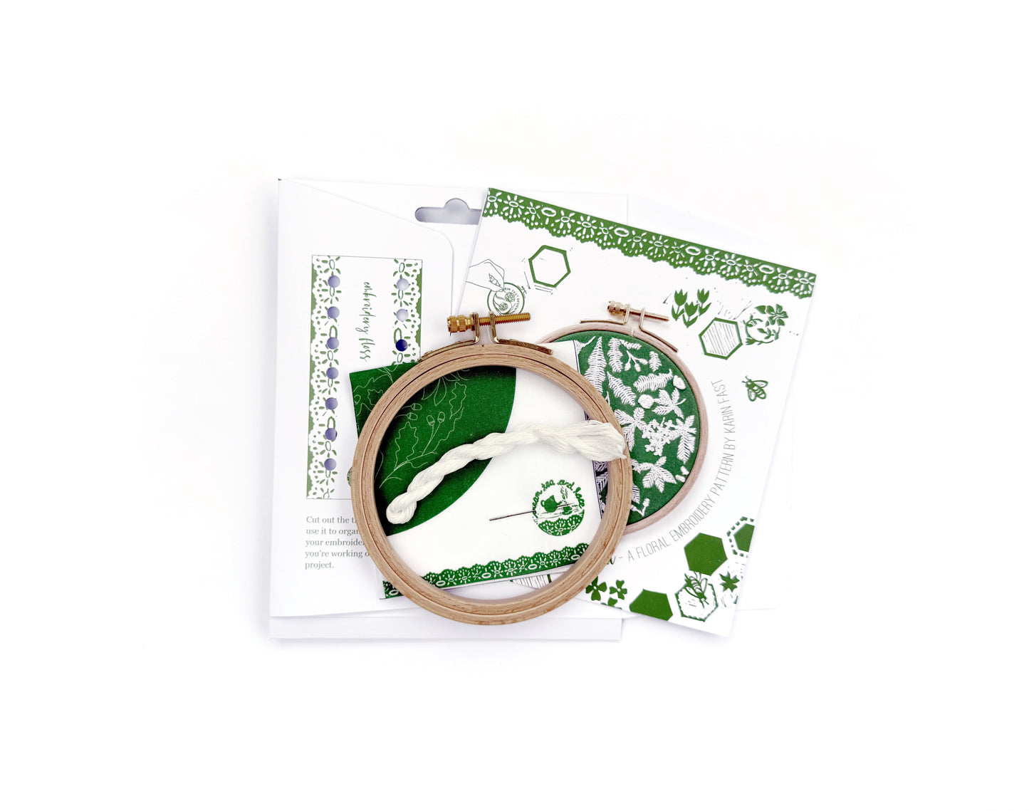 mini floral embroidery kit for beginners - green chestnut