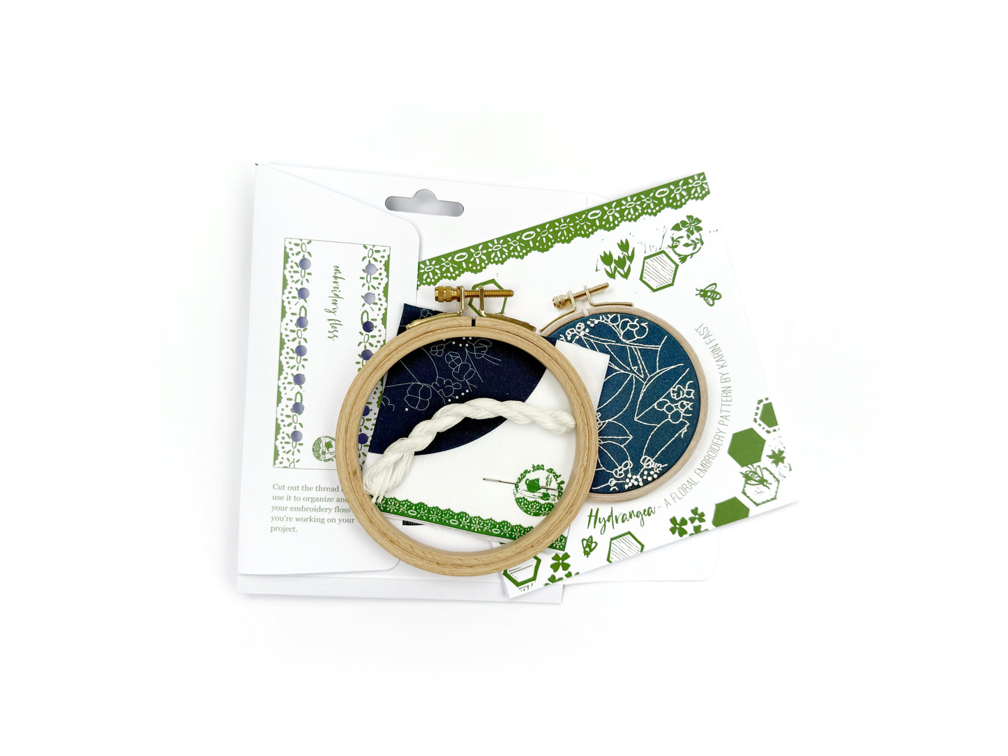 mini floral embroidery kit for beginners - blue hydrangea