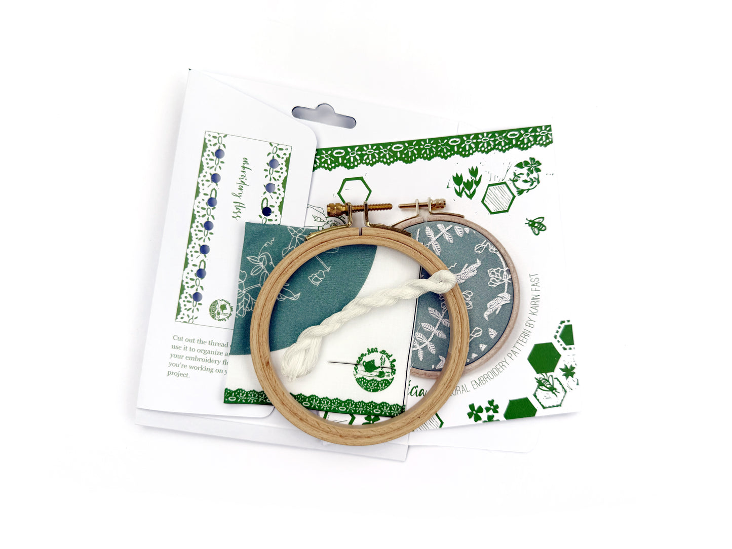 mini floral embroidery kit for beginners - teal vicia