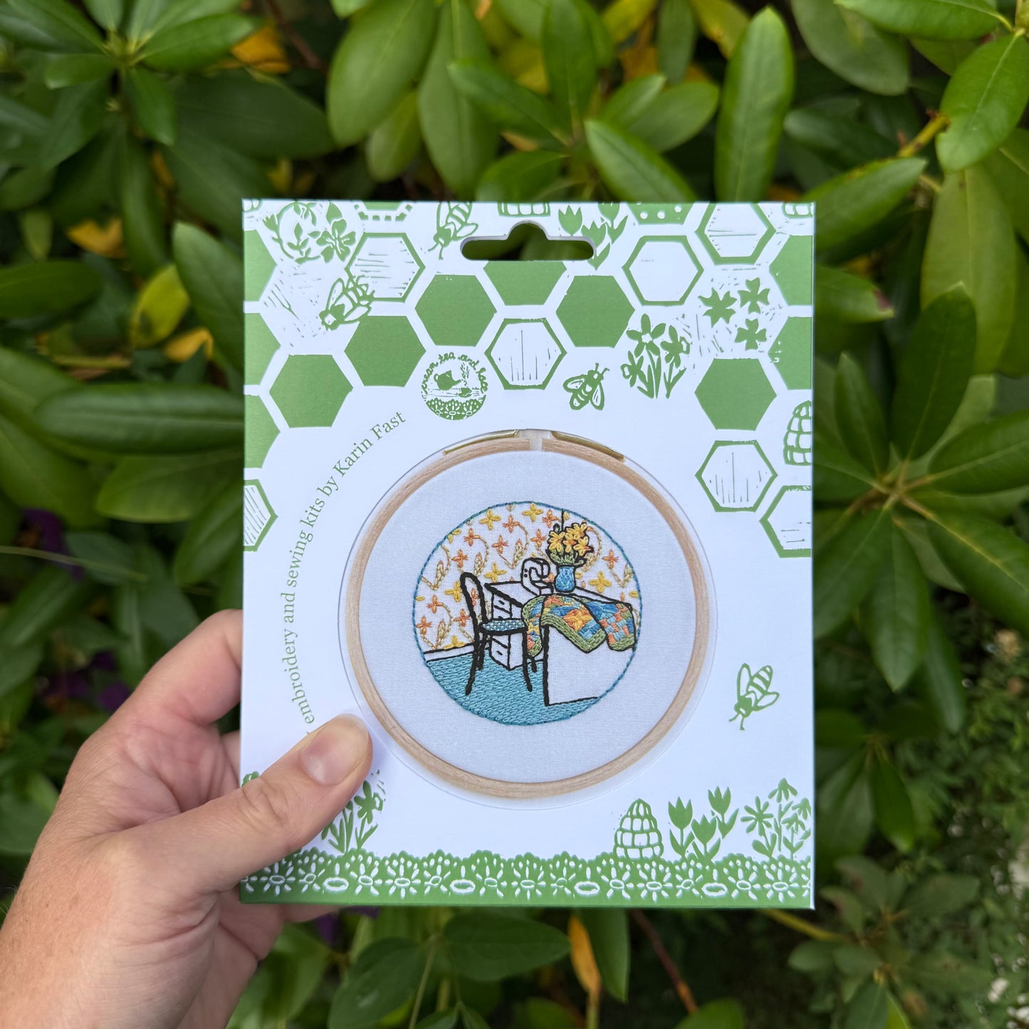 mini floral interior daffodil embroidery kit for beginners