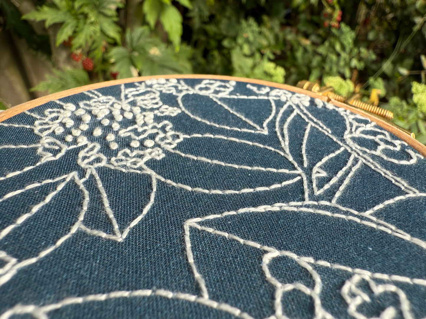 mini floral embroidery kit for beginners - blue hydrangea