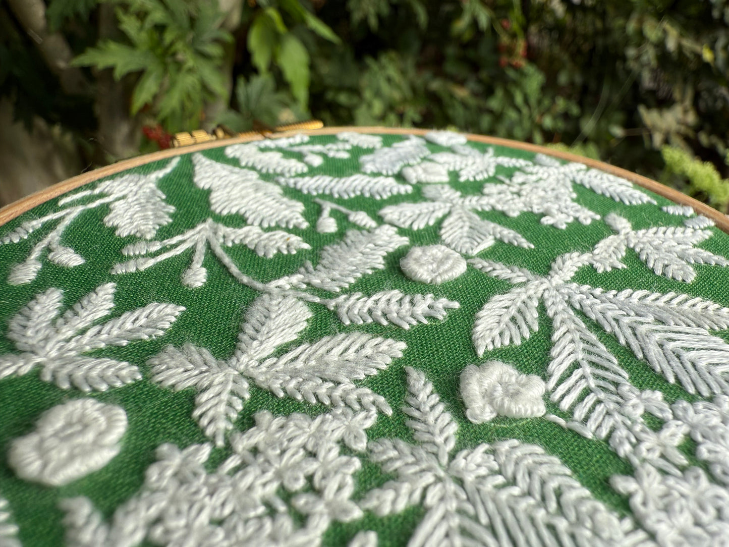 mini floral embroidery kit for beginners - green chestnut