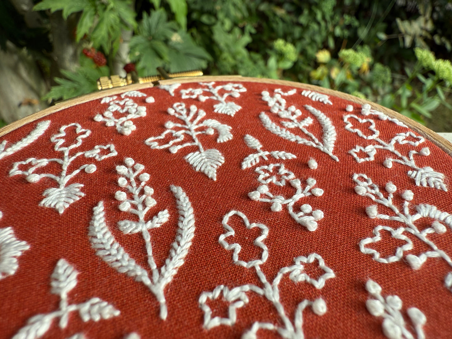 mini floral embroidery kit for beginners - rust wildflowers