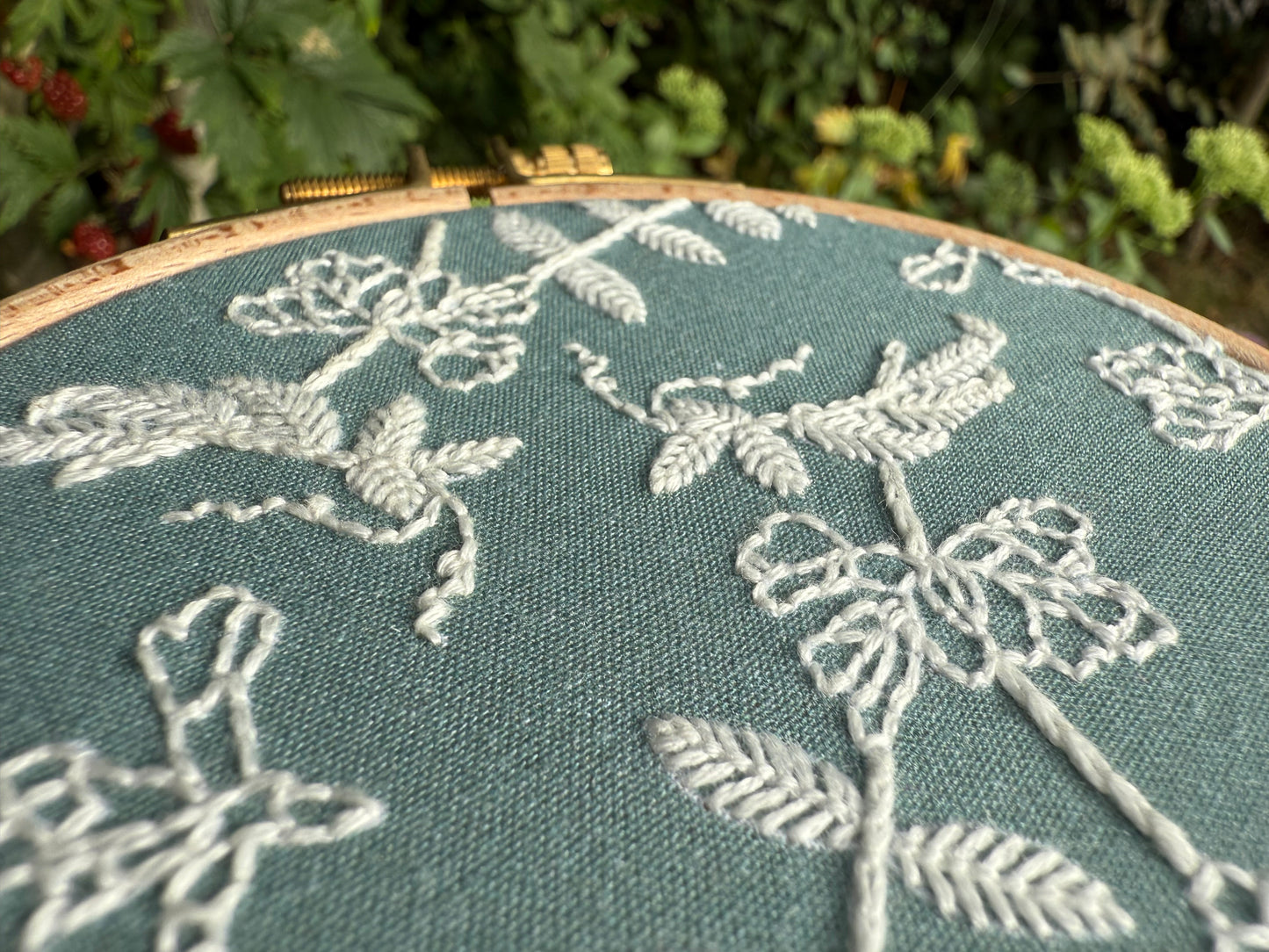 mini floral embroidery kit for beginners - teal vicia