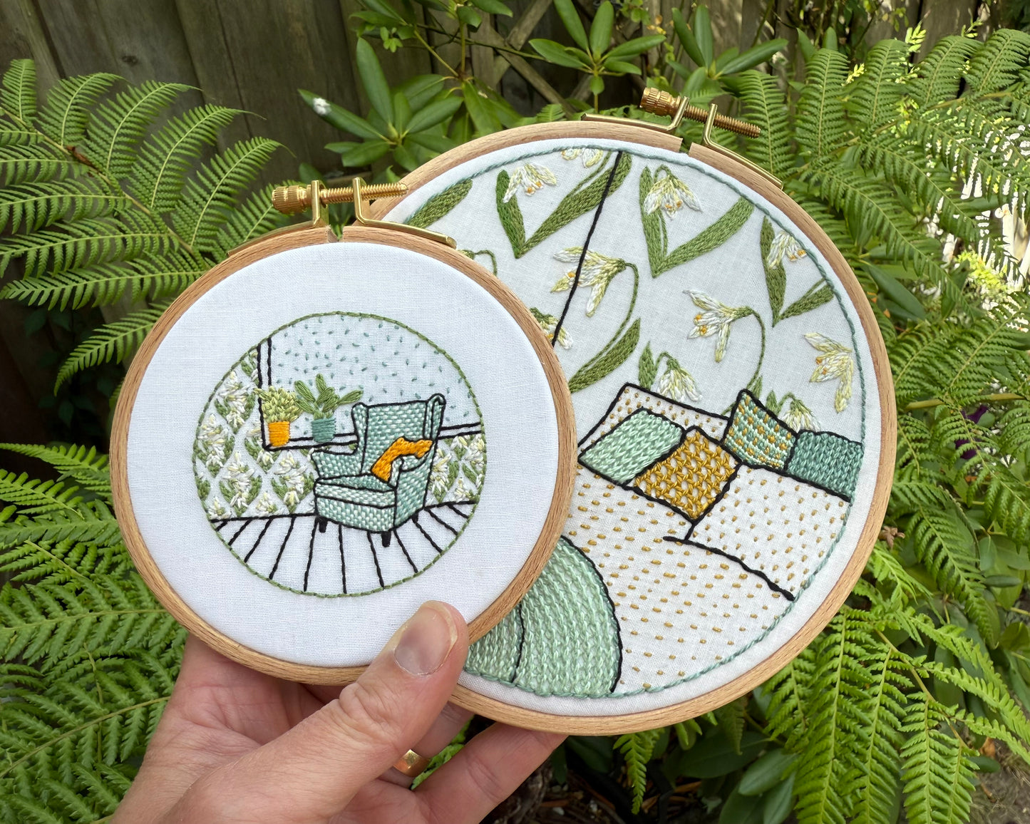 mini floral interior snowdrop embroidery kit for beginners
