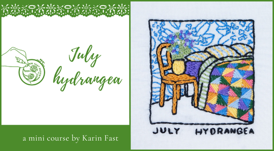 July hydrangea - a year of floral embroidery