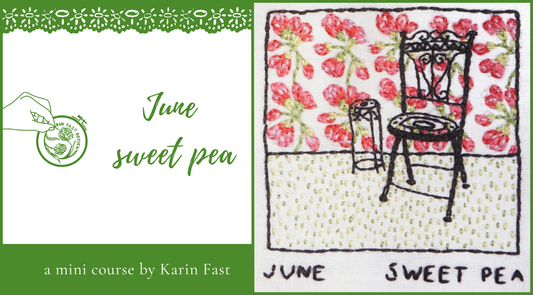 June sweet pea - a year of floral embroidery