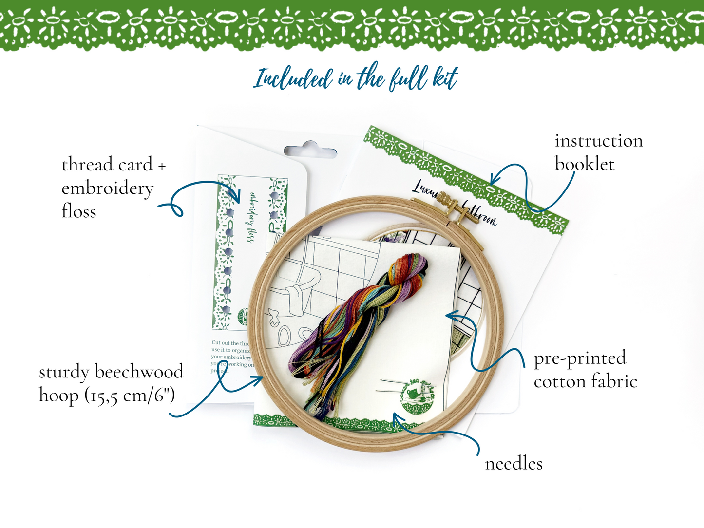 Luxurious bathroom embroidery kit